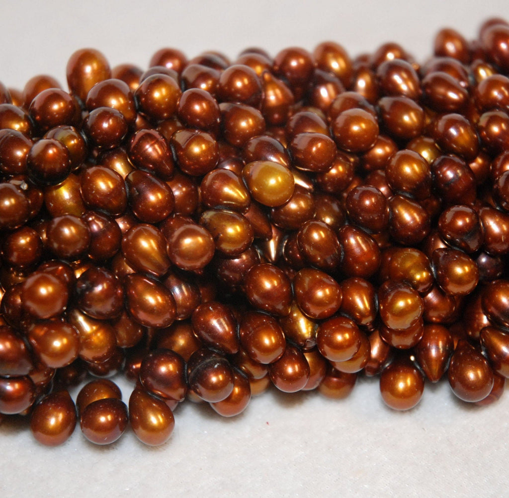 Top Drilled Dancing Pearl Freshwater Pearl bronze brown 11mmX8mm Big briolette tear drop pearl beads Full strand 15"