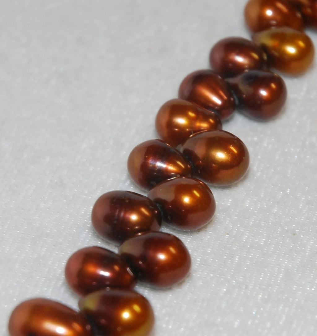 Top Drilled Dancing Pearl Freshwater Pearl bronze brown 11mmX8mm Big briolette tear drop pearl beads Full strand 15"