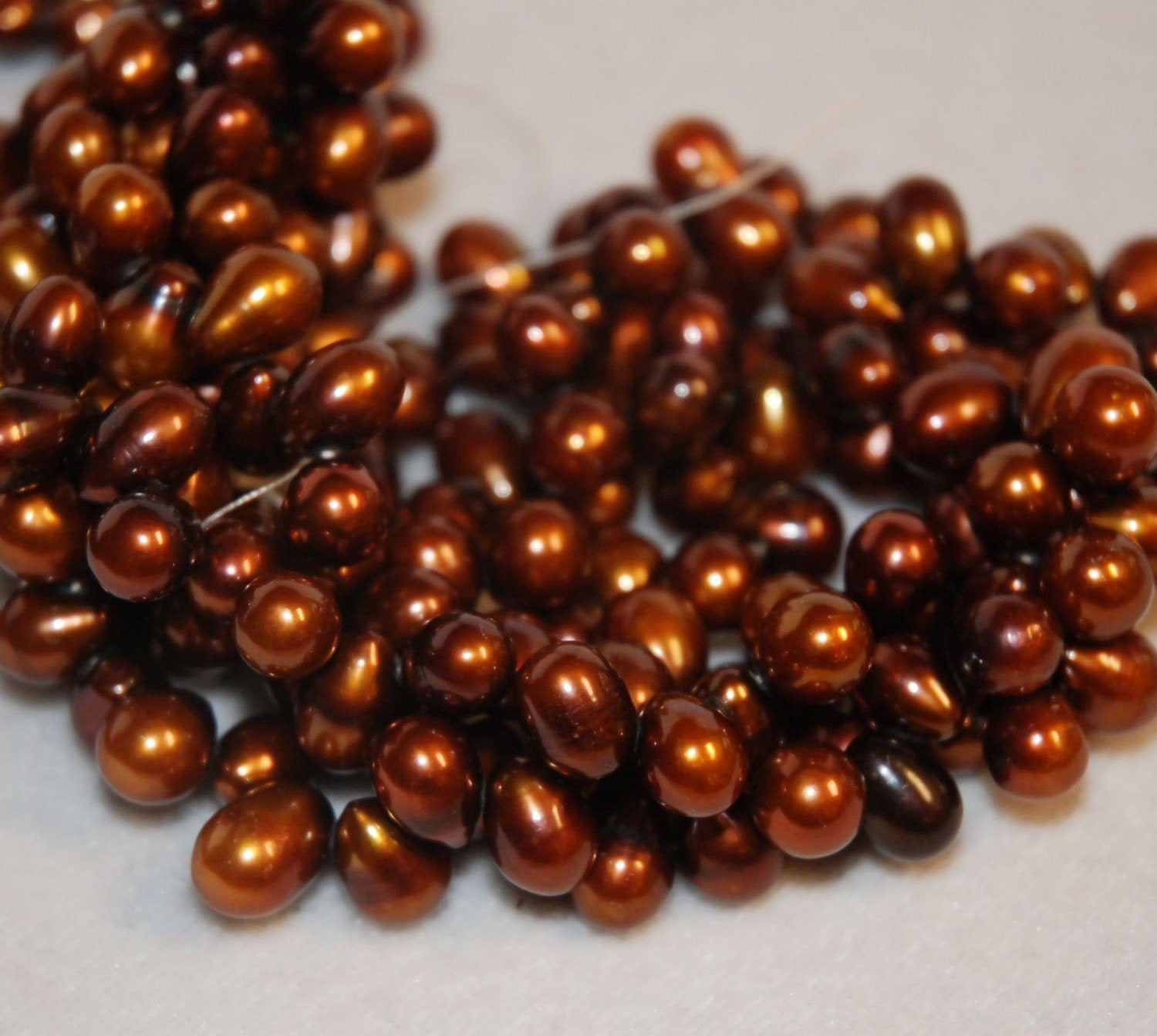 Top Drilled Dancing Pearl Freshwater Pearl bronze brown 11mmX8mm Big briolette tear drop pearl beads Full strand 15"