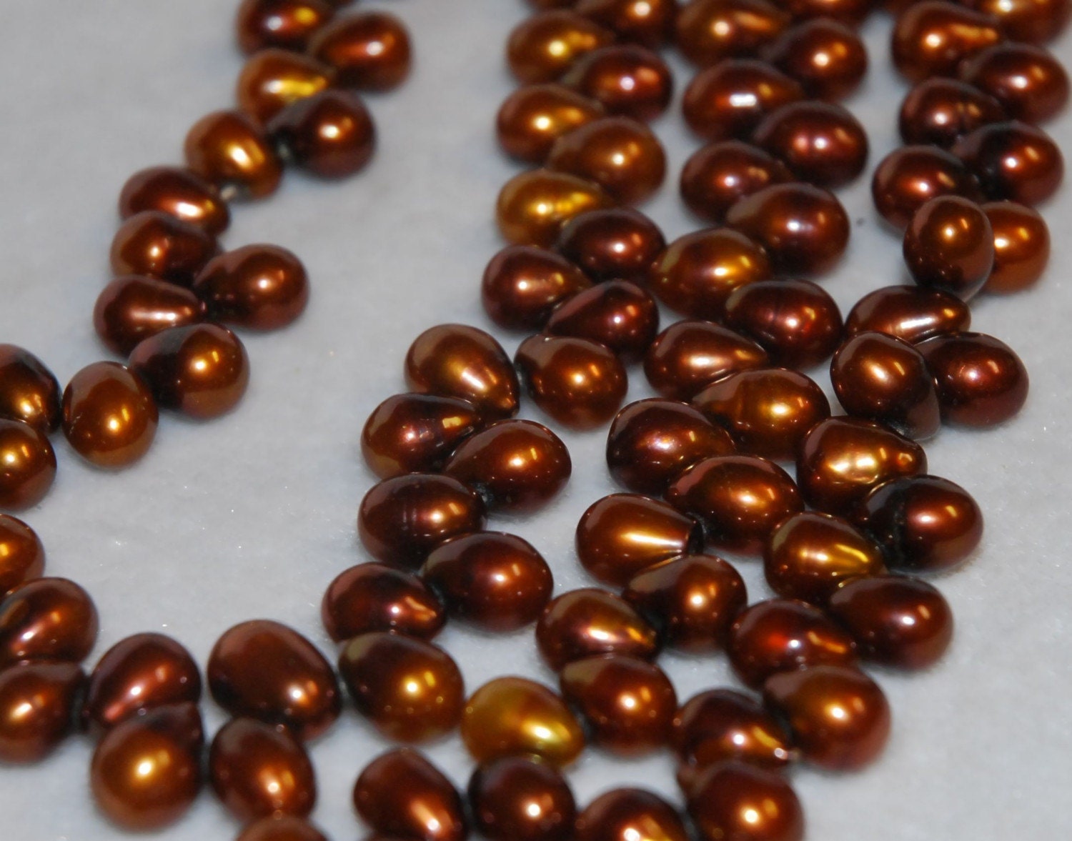 Top Drilled Dancing Pearl Freshwater Pearl bronze brown 11mmX8mm Big briolette tear drop pearl beads Full strand 15"