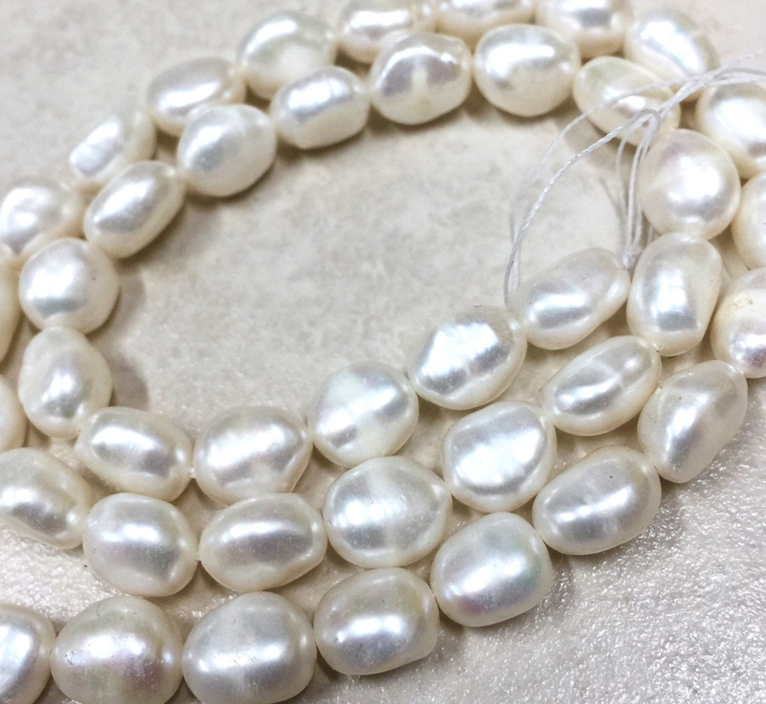 AA 8-9mm X10-11mm Good Quality Ivory white Baroque Freshwater pearl 15" full strand genuine pebble pearl, baroque rice pearl beads #BA4101