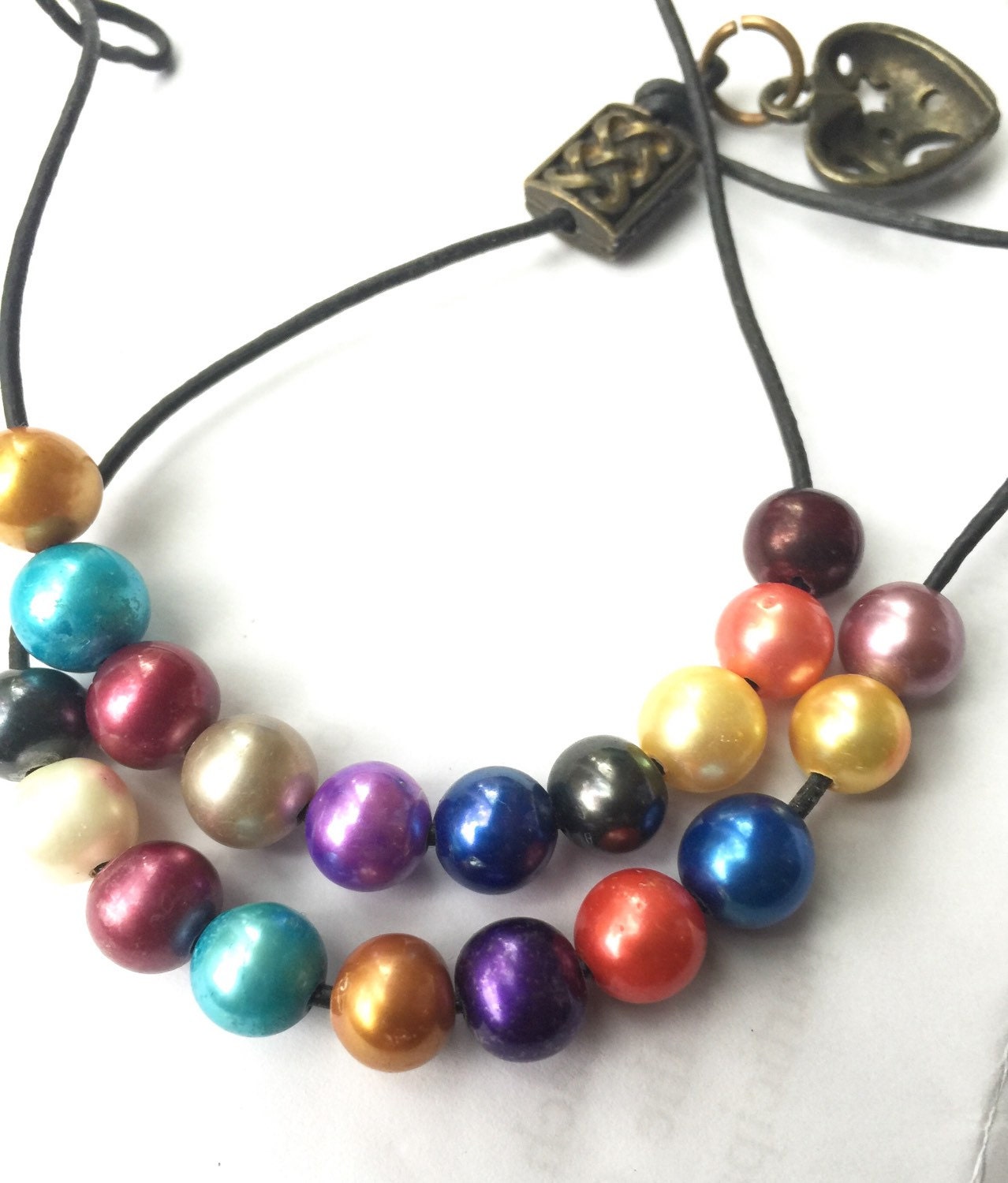 Large Hole Pearl, AA 8mm Round Pearl, high quality Freshwater Pearl, multiple rainbow color, colorful mixed, 1.5mm drill 10 pcs set SALE