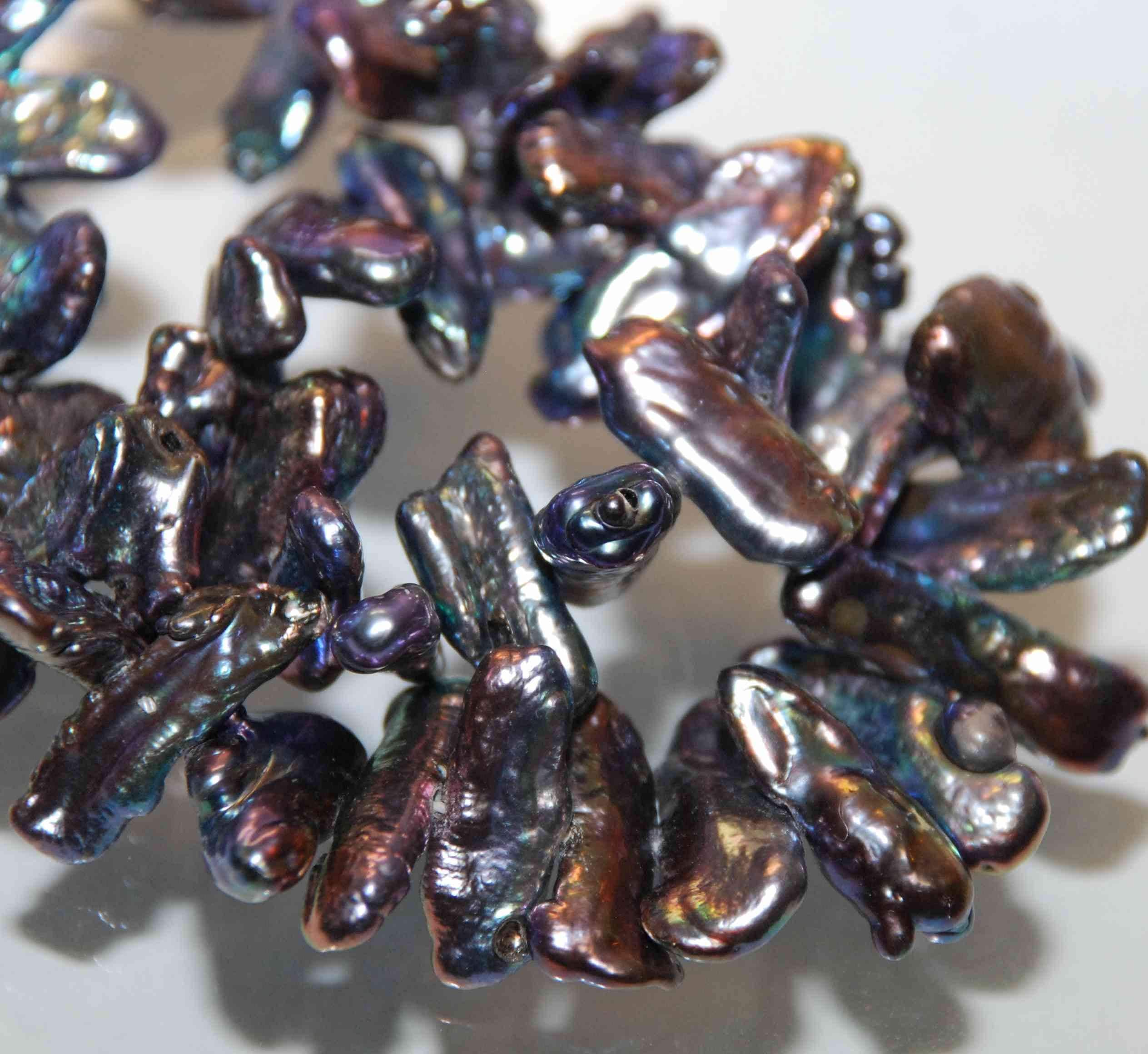 AAA quality 3" 19-25mmX9MM Big Biwa Pearls Rainbow Peacock Blue color 12pc short strand genuine freshwater pearl beads--New arrival SALE