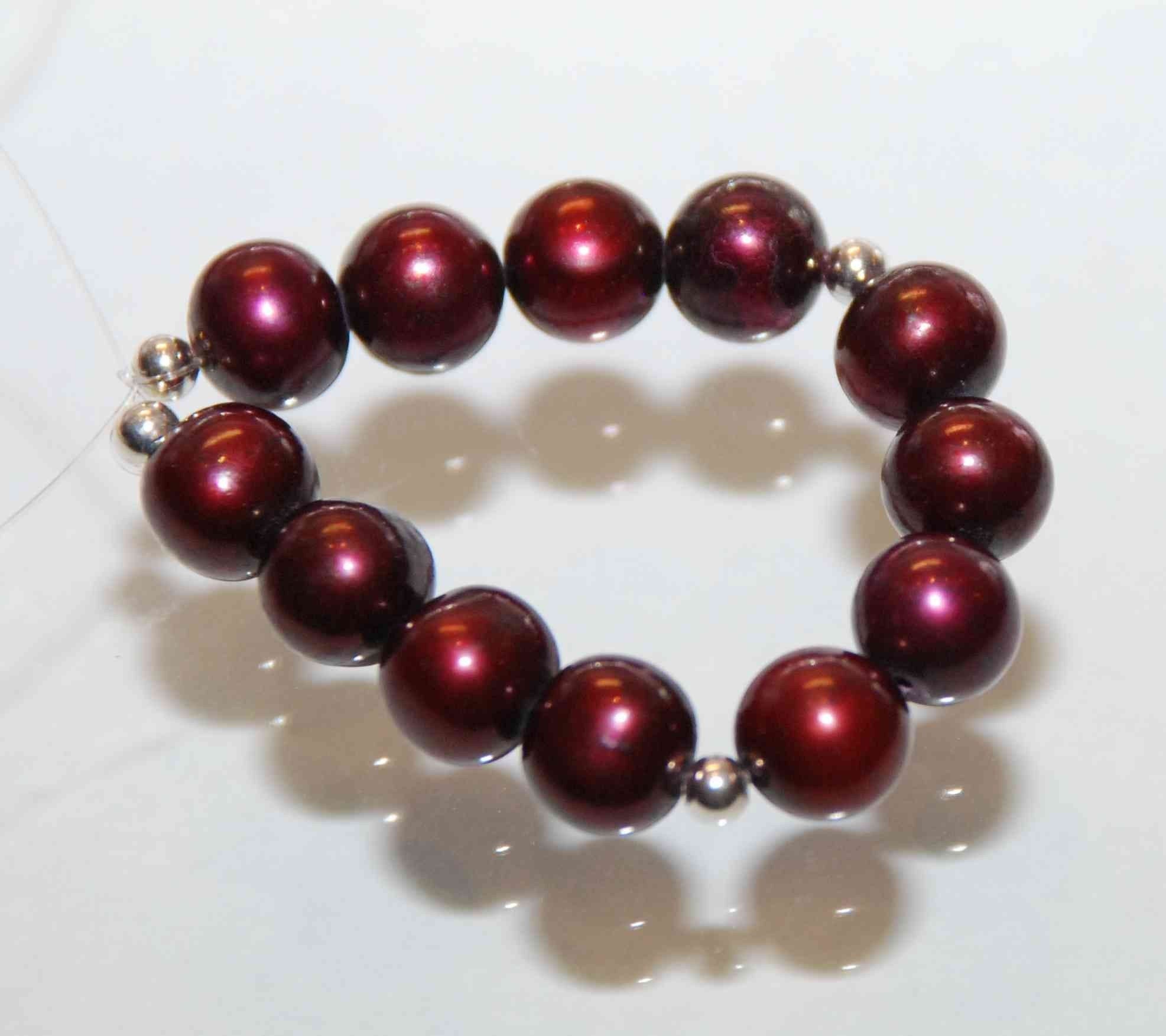 7-7.5mm AAA Round Potato --Burgundy Red Genuine Freshwater Pearl-----12 pcs