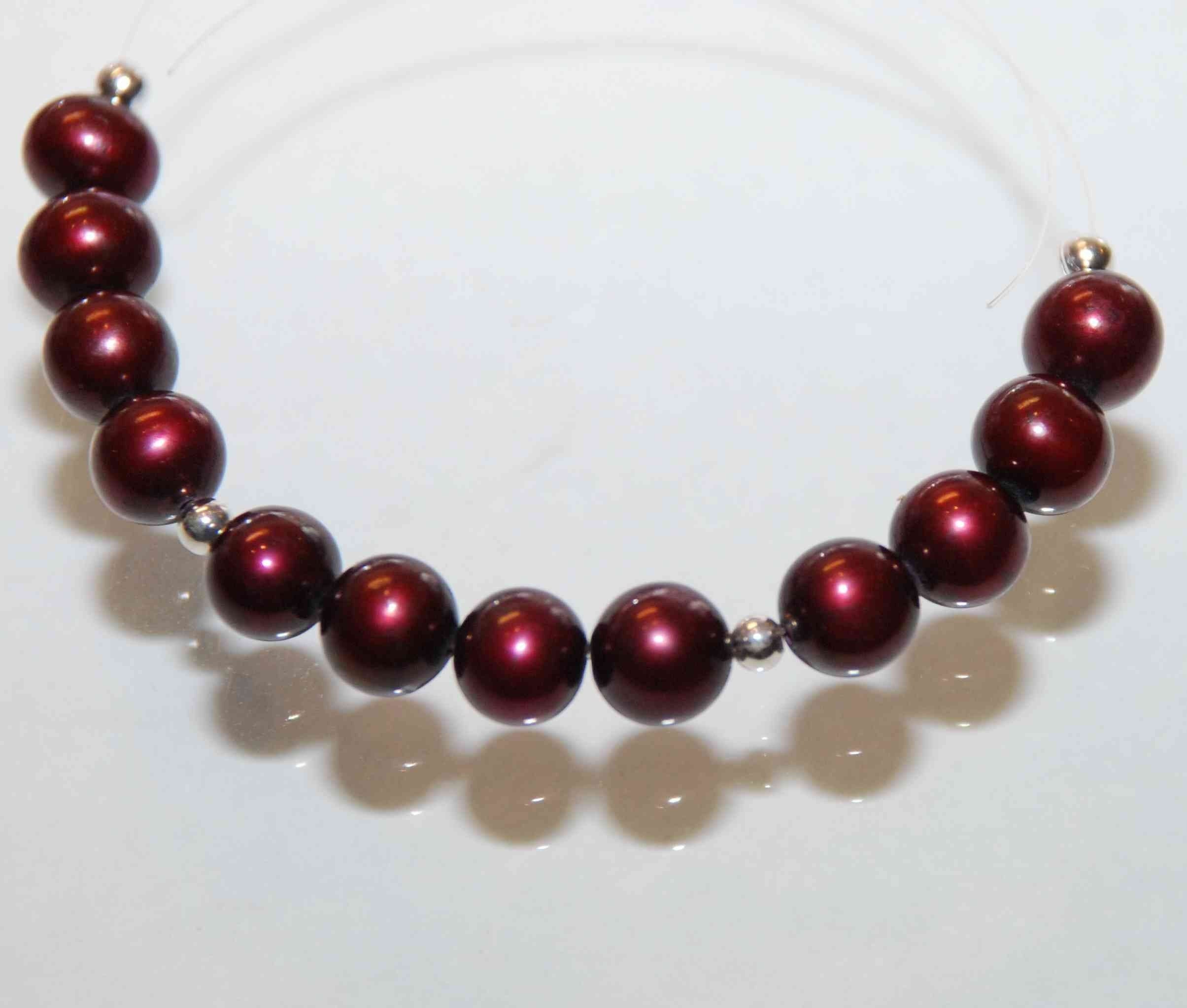 7-7.5mm AAA Round Potato --Burgundy Red Genuine Freshwater Pearl-----12 pcs