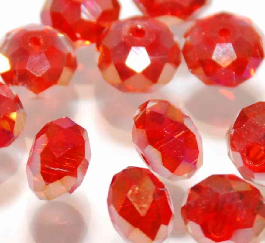 8mm Ruby Red Rainbow Shinning roundel Swarovski cut style Crystal glass beads donuts spacer----10 pcs for design spacer #811