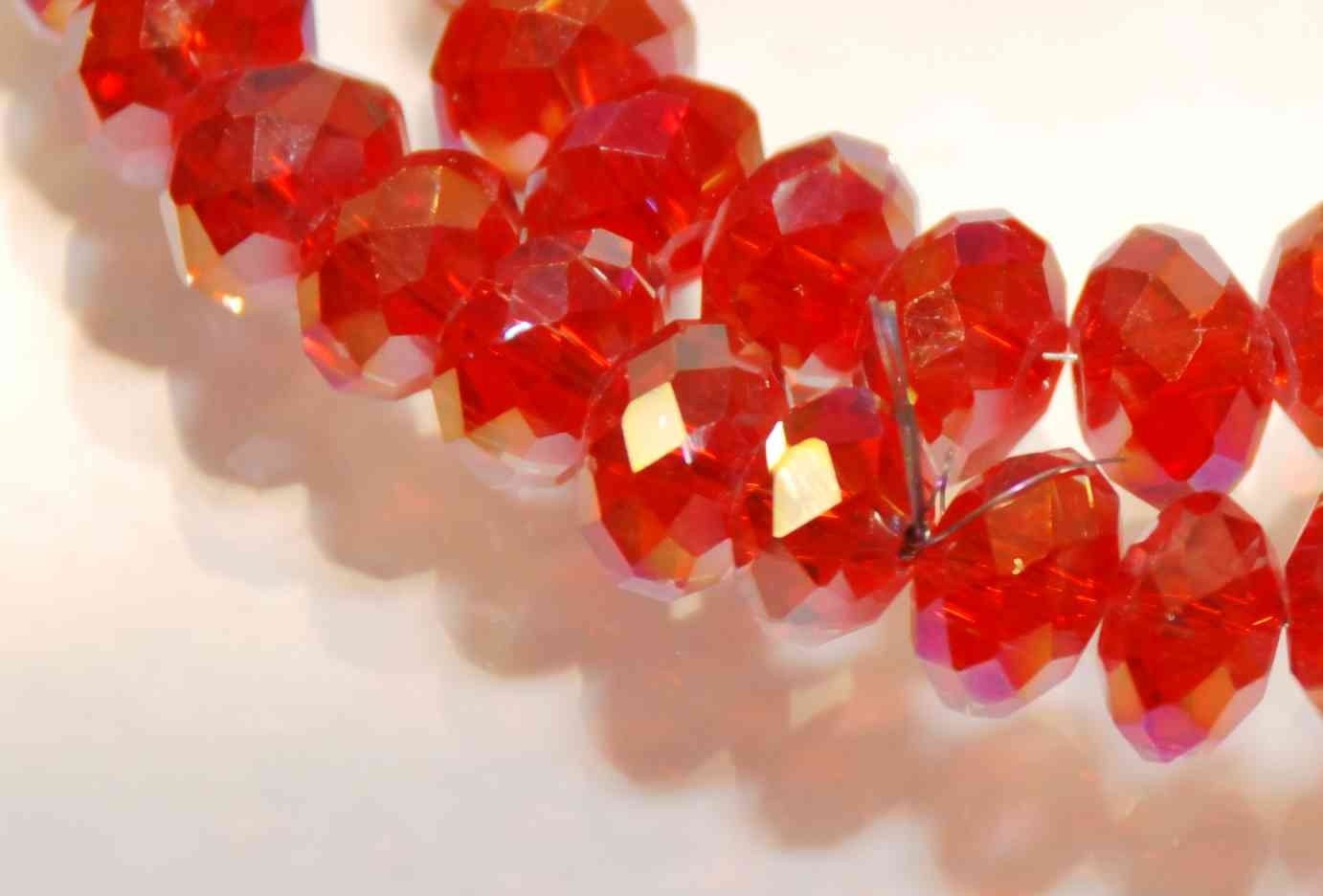 8mm Ruby Red Rainbow Shinning roundel Swarovski cut style Crystal glass beads donuts spacer----10 pcs for design spacer #811