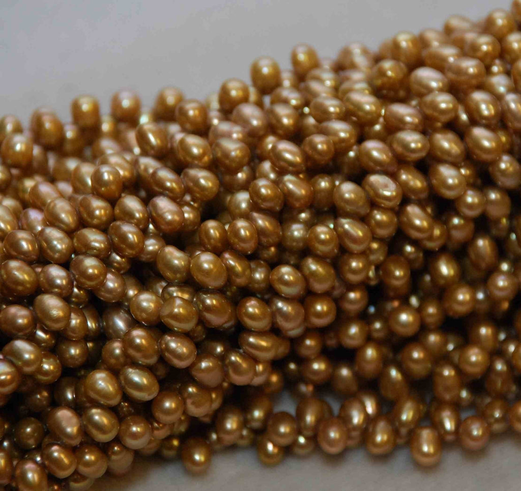 AA+ 4X6mm Top drilled Dancing Pearl Freshwater Pearl silk brown briolette pearl tear pearl beads, 15" full strand 100+ pc-----ON SALE