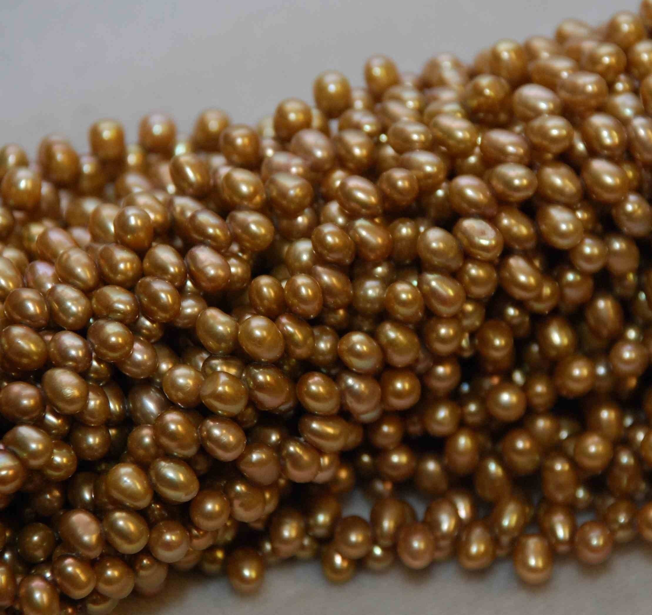 AA+ 4X6mm Top drilled Dancing Pearl Freshwater Pearl silk brown briolette pearl tear pearl beads, 15" full strand 100+ pc-----ON SALE