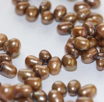 5X7mm top drilled Dancing Pearl Freshwater Pearl bronze brown loose pearl beads ON SALE----full strand 100 pieces pearl beads for DIY