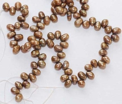 5X7mm top drilled Dancing Pearl Freshwater Pearl bronze brown loose pearl beads ON SALE----full strand 100 pieces pearl beads for DIY