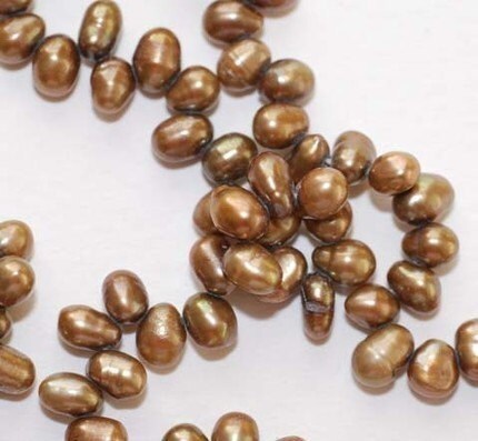 5X7mm top drilled Dancing Pearl Freshwater Pearl bronze brown loose pearl beads ON SALE----full strand 100 pieces pearl beads for DIY
