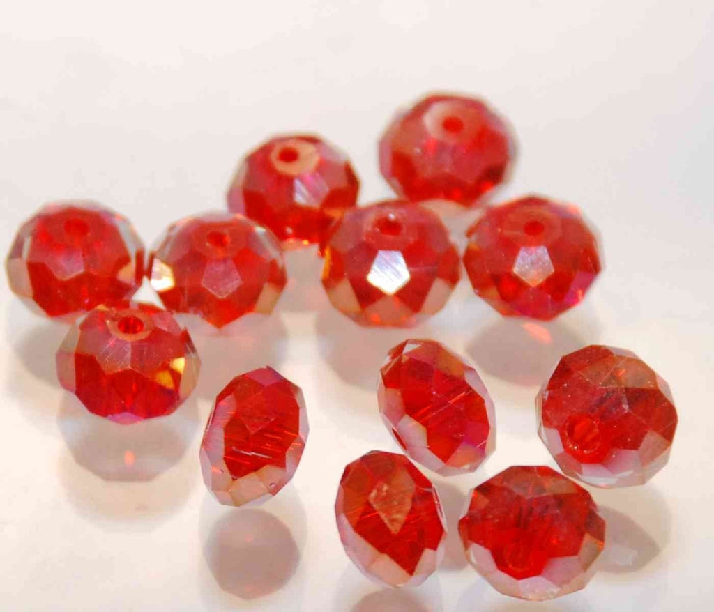 8mm Ruby Red Rainbow Shinning Swarovsky style Crystal----10 pcs #811