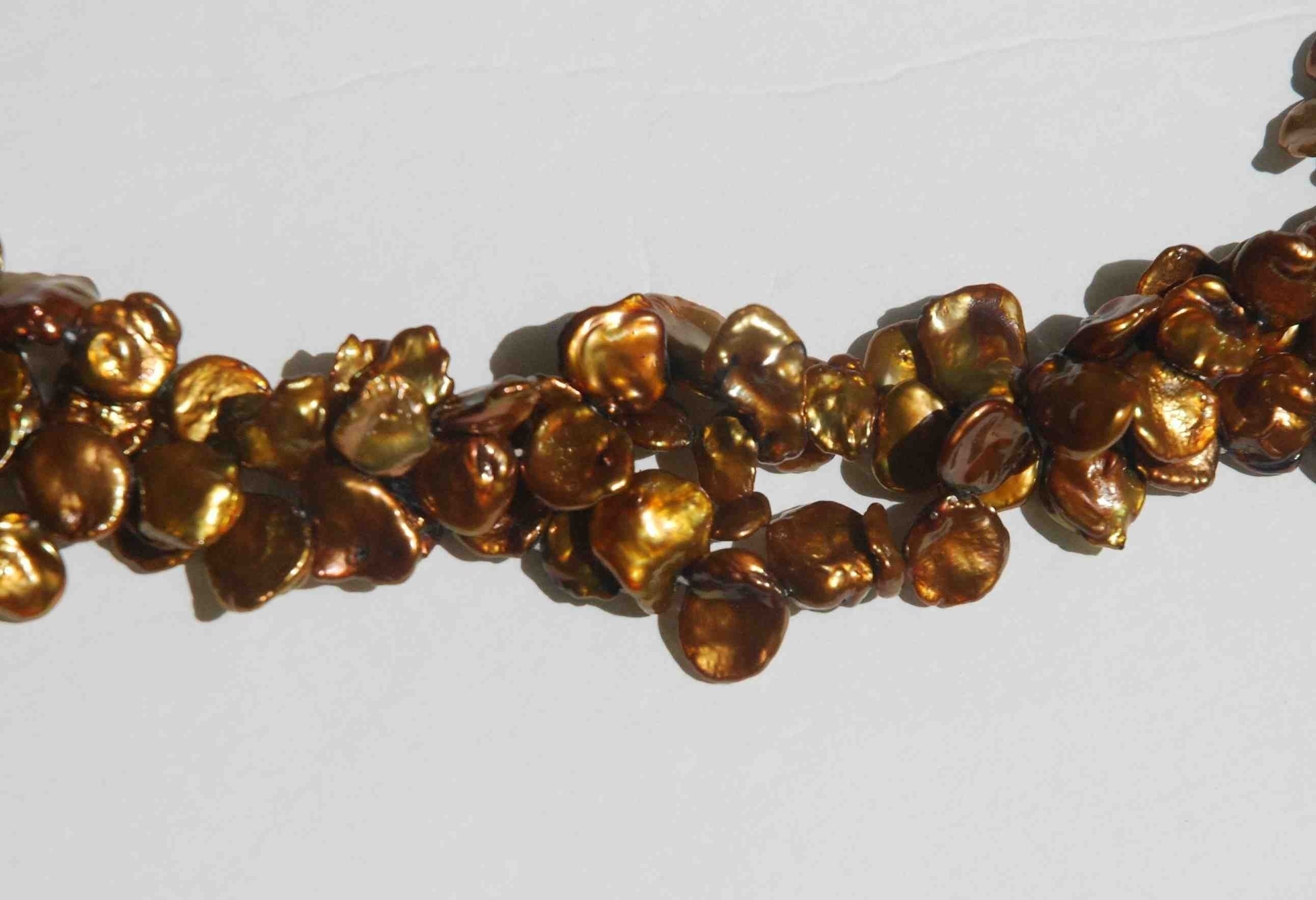 coper Coco Keshi Pearls----9mmTop Drilled Dancing----12 pieces  Brown shinning K3003