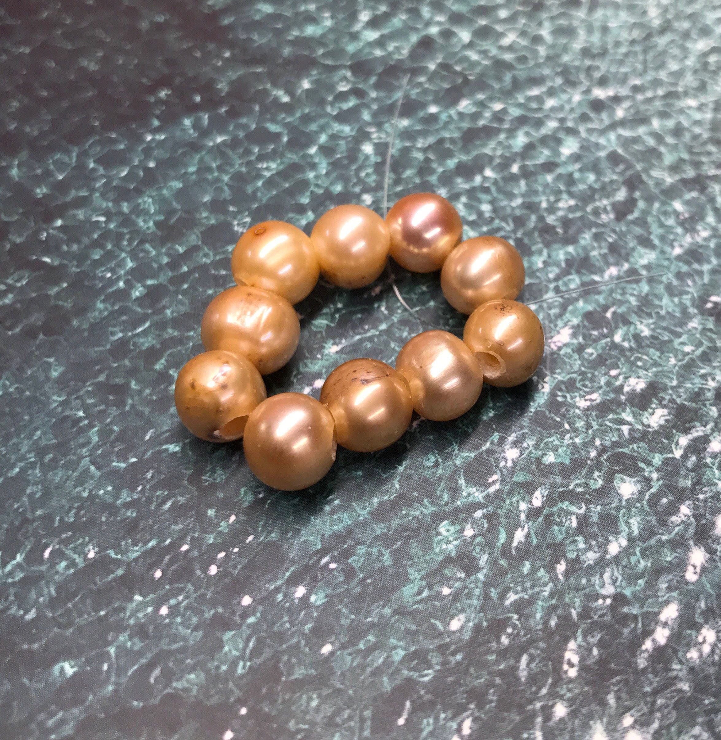 FLASH SALE, 7mm Freshwater Pearl, 2mm large hole , champagne yellow color, pearl deal, clearance sale, up to 80% off----002