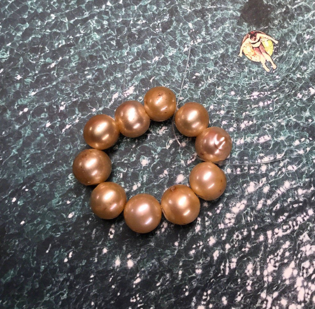 FLASH SALE, 7mm Freshwater Pearl, 2mm large hole , champagne yellow color, pearl deal, clearance sale, up to 80% off----002