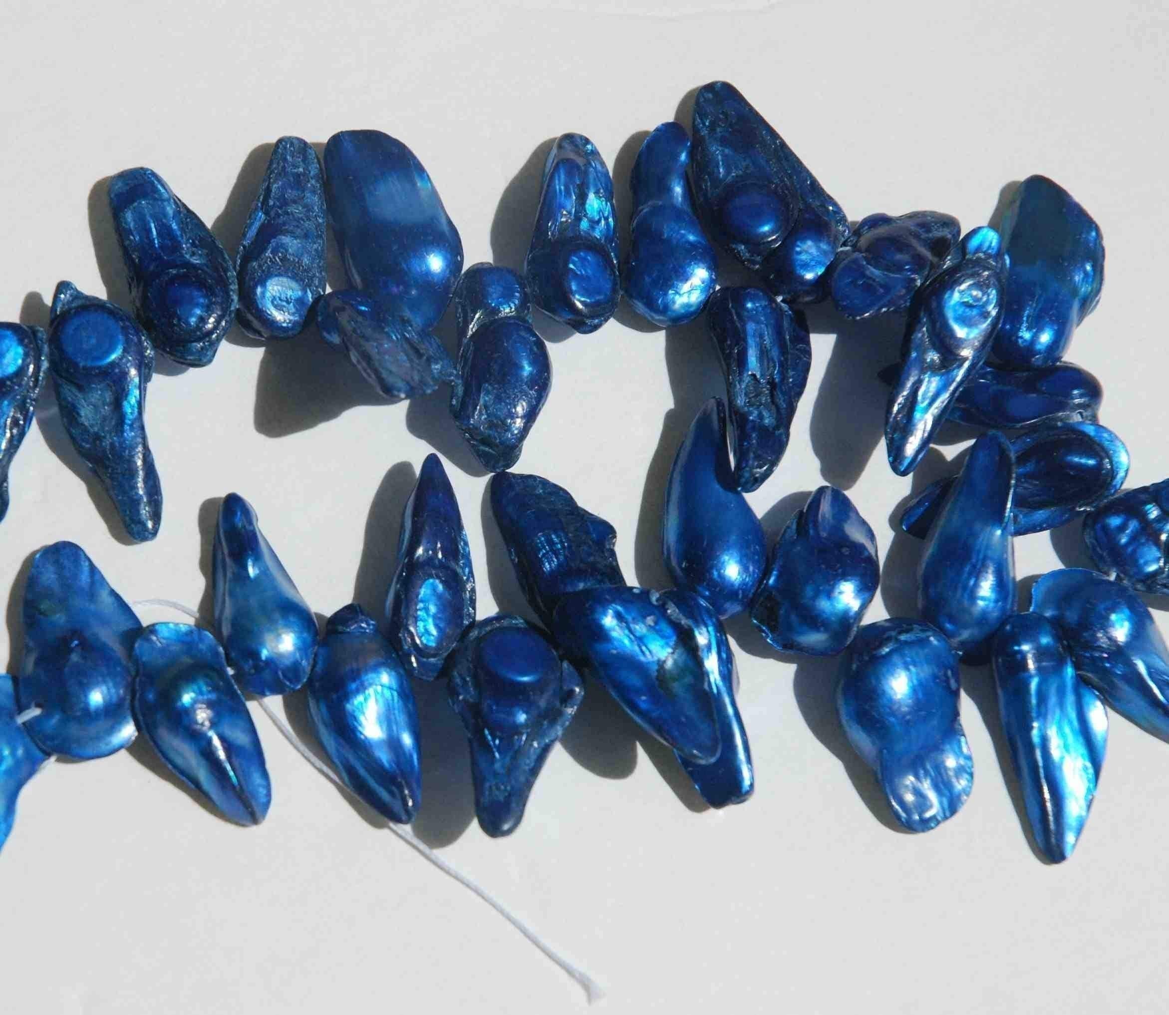 Teeth Biwa Dancing Baroque Pearl Freshwater Pearl deep blue color ON SALE -----1 strand-----Wholesale promotion