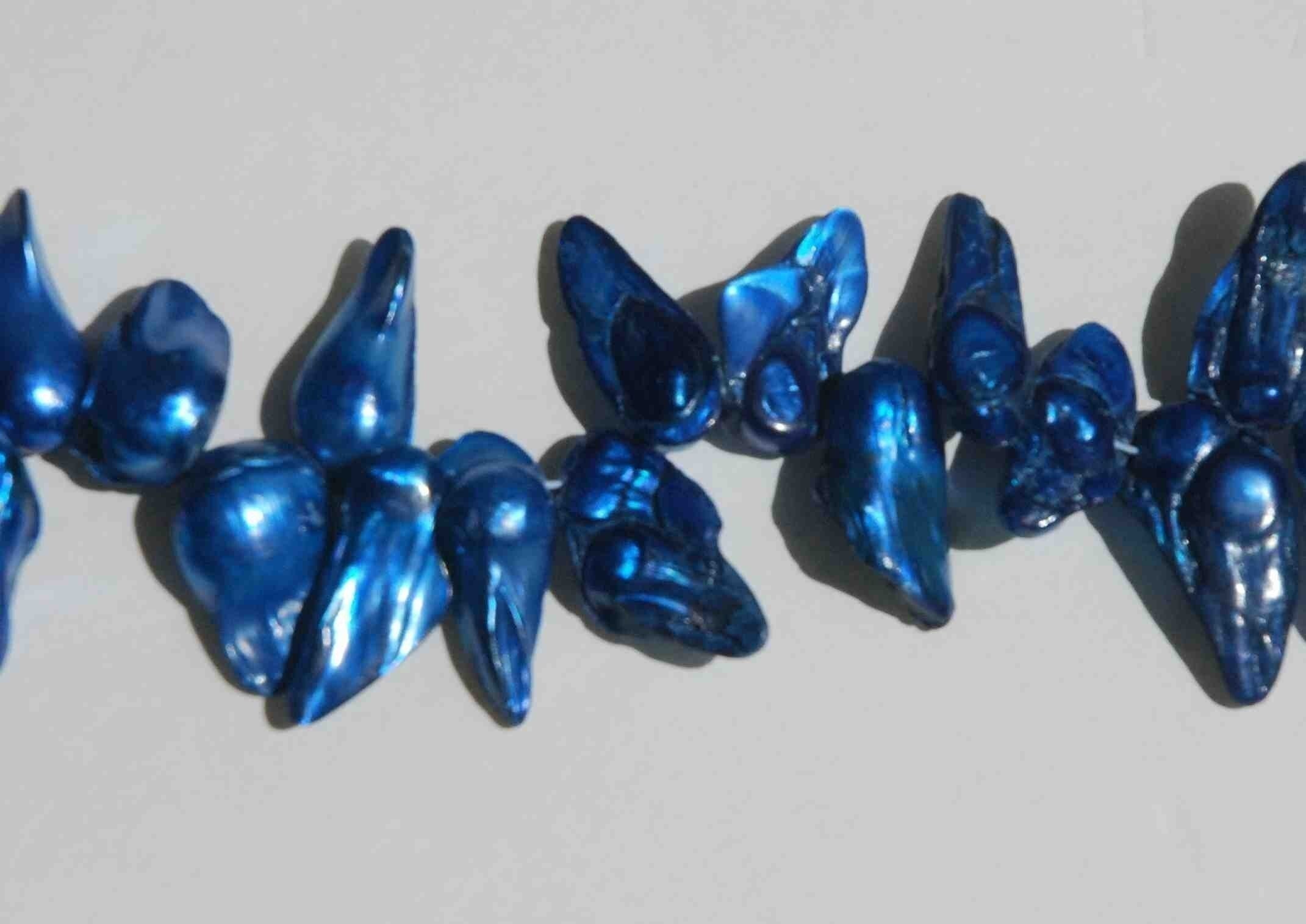 Teeth Biwa Dancing Baroque Pearl Freshwater Pearl deep blue color ON SALE -----1 strand-----Wholesale promotion