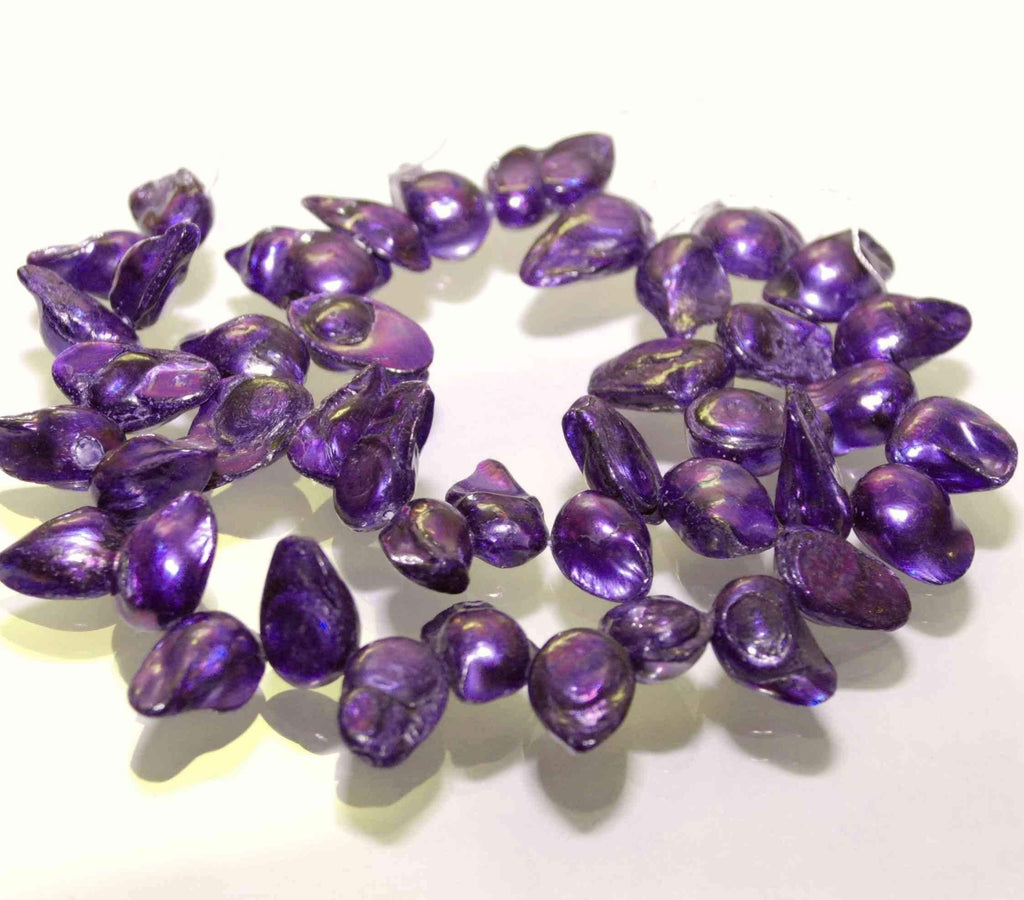 SALE Full strand 15" natural teeth Biwa top drilled baroque pear beads natural pearl dancing for design-- purple claret colors