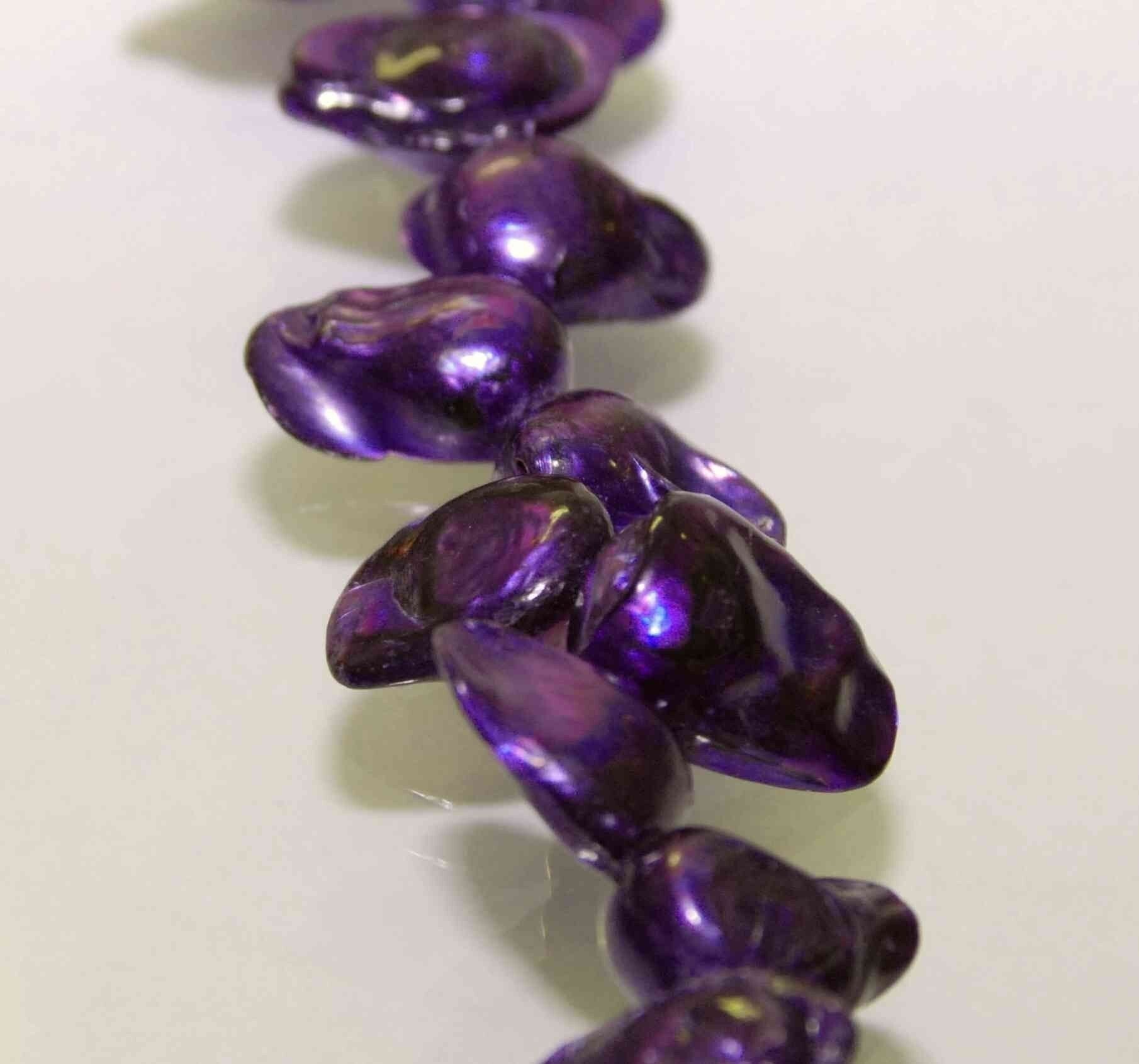 SALE Full strand 15" natural teeth Biwa top drilled baroque pear beads natural pearl dancing for design-- purple claret colors