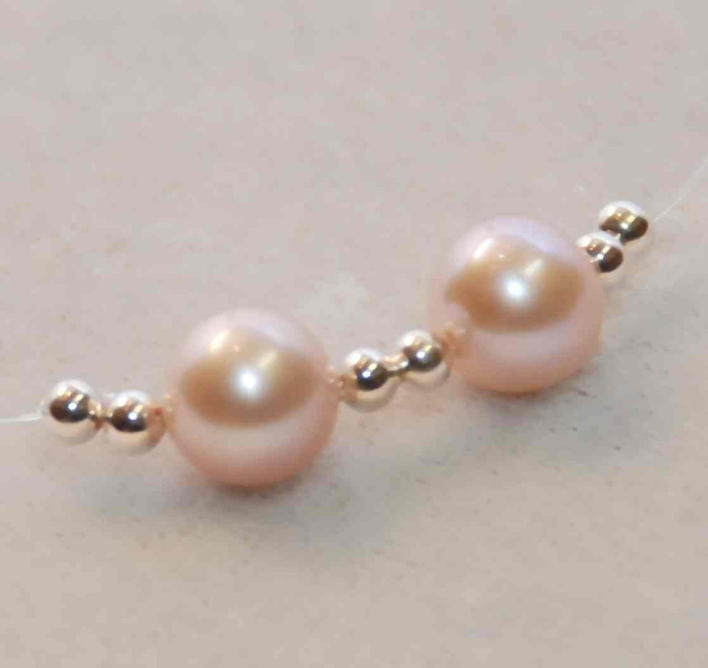 8-8.5mm AAA+ Gem Top quality perfect round pair----Pink matched pair genuine pearl, for bridal earring design-----Promotion week