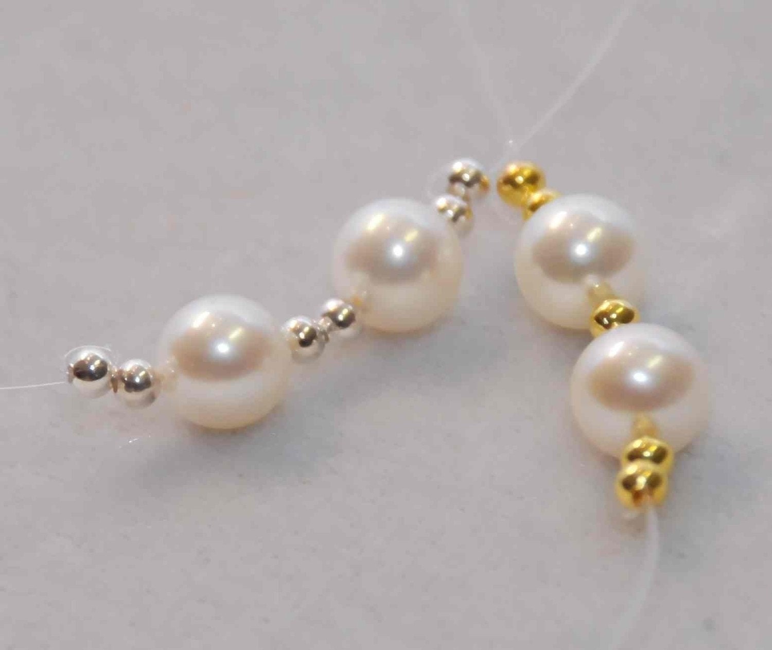 AAA+ Gem quality 8-8.5mm Freshwater Pearl perfect round pair pearl---Ivory White matched genuine pearl, genuine pearl