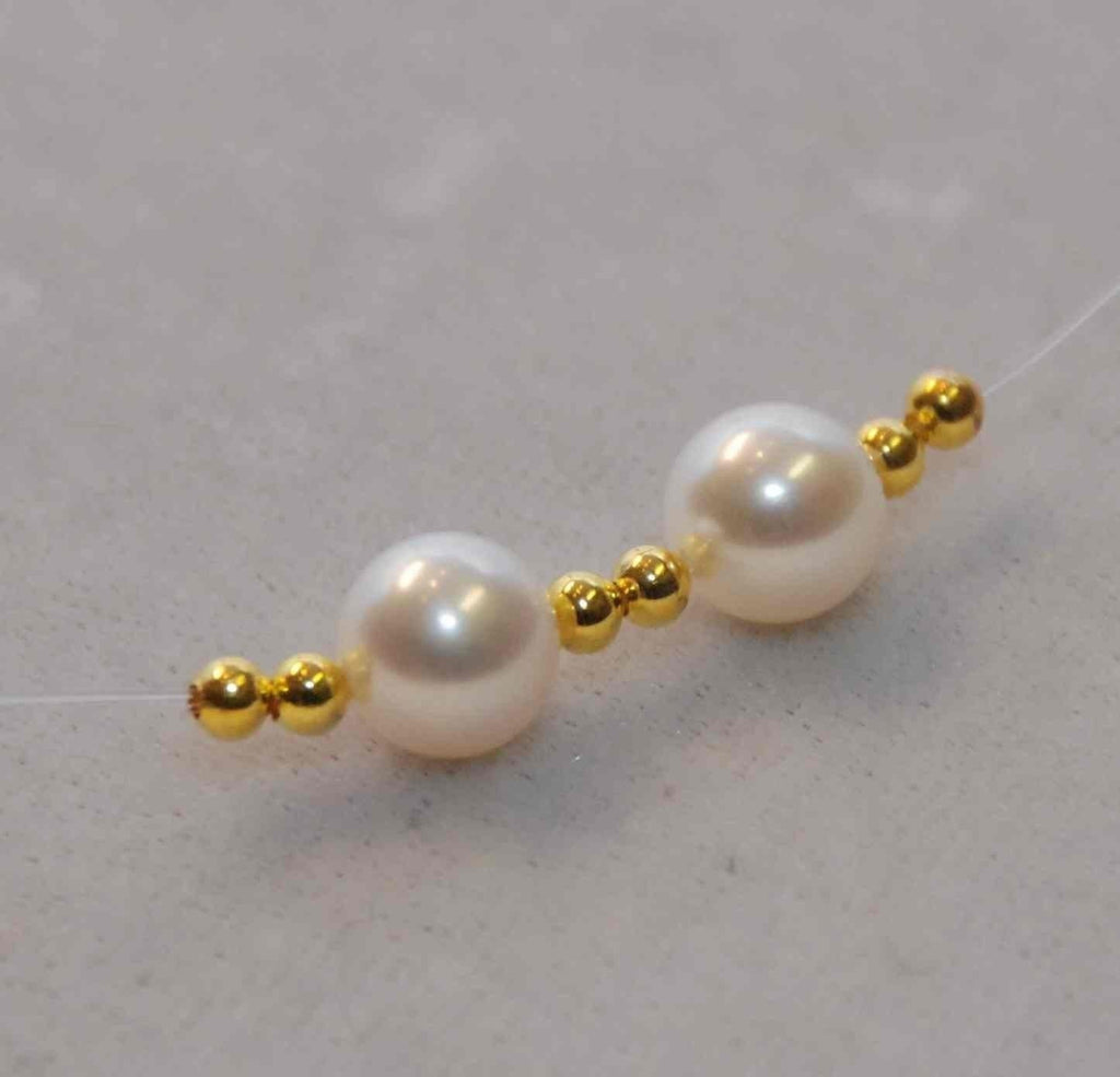 AAA+ Gem quality 8-8.5mm Freshwater Pearl perfect round pair pearl---Ivory White matched genuine pearl, genuine pearl