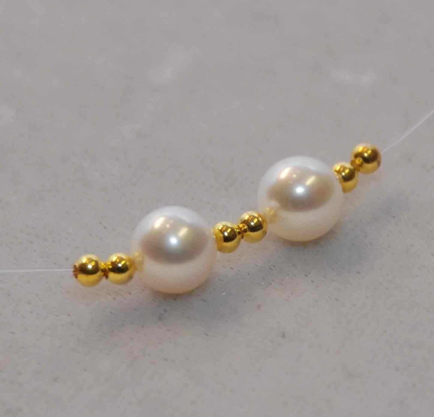 AAA+ Gem quality 8-8.5mm Freshwater Pearl perfect round pair pearl---Ivory White matched genuine pearl, genuine pearl