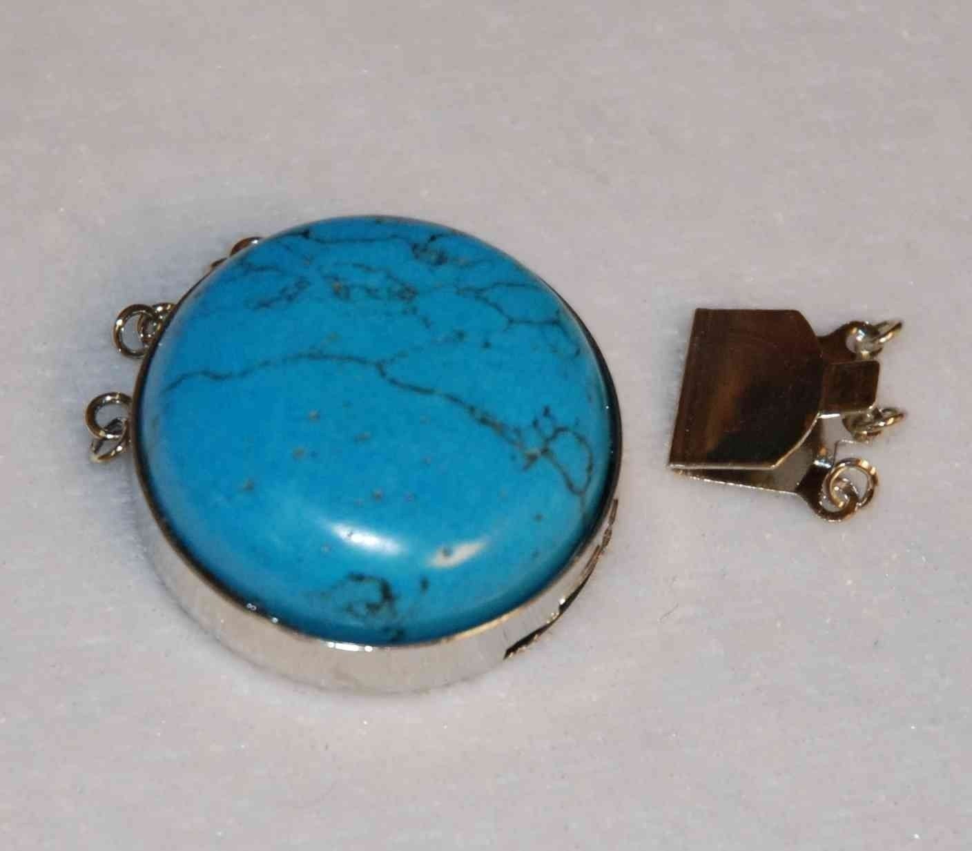Blue Turquoise Clasp for Three strands design, pearl clasp-----Promotion for designers