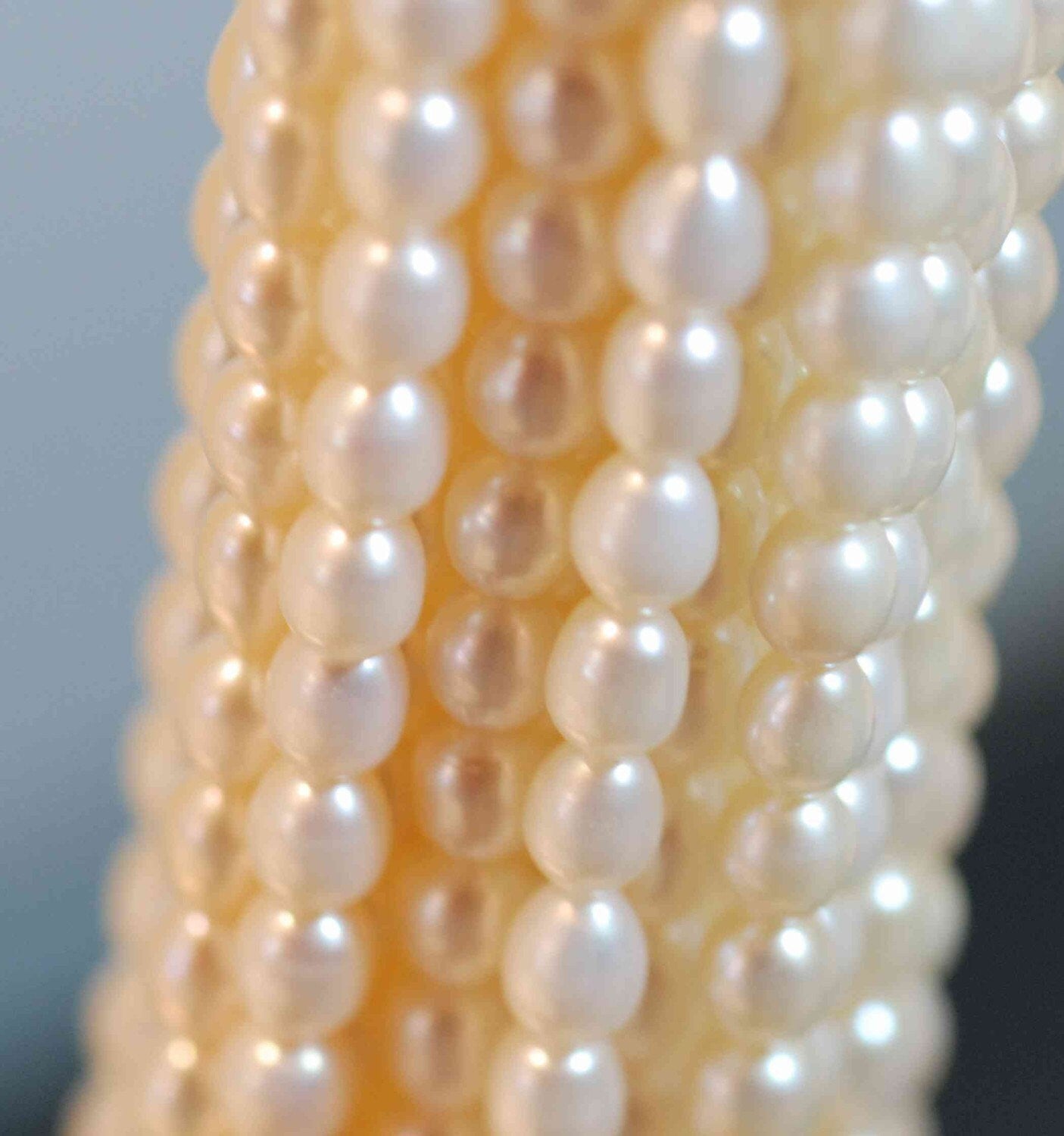 AAA Quality 5.5MMX6-7MM White Ivory Rice oval freshwater Pearls,  15"Full Strand  genuine  pearl, New ARRIVAL for bridle design #DR3003A