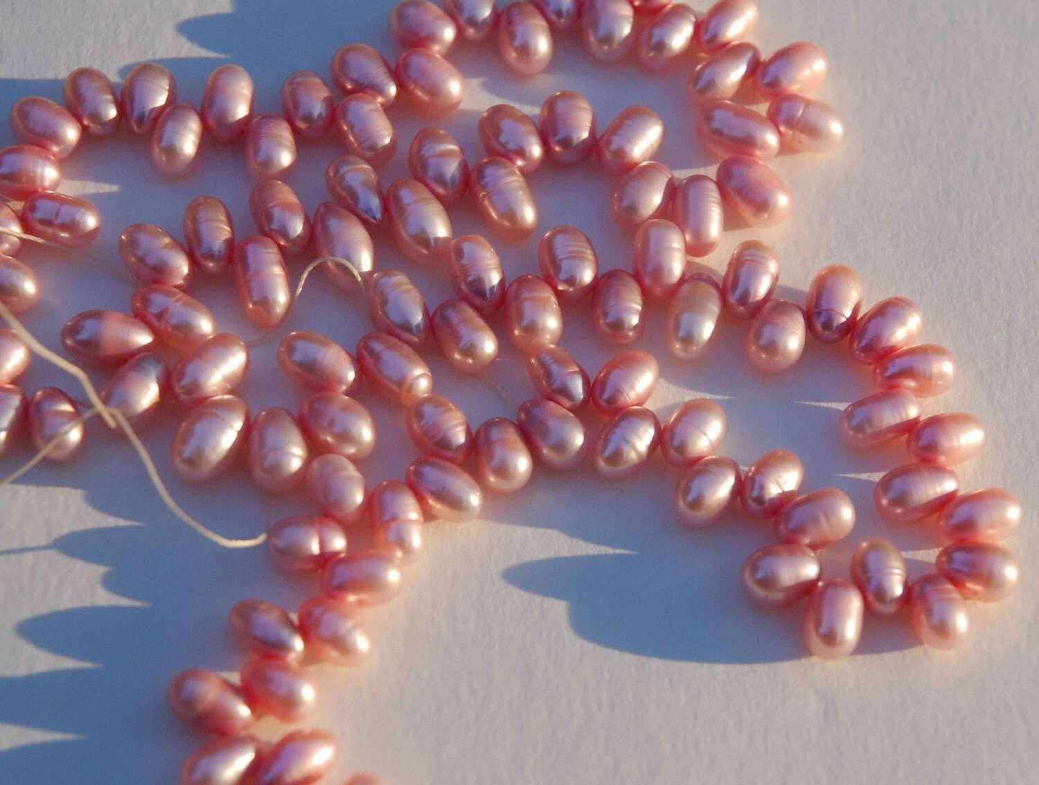 5X7mm top drilled Dancing Pearl Freshwater Pearl pink briolette tear drop pearl beads full strand 15" 100+ pieces-----ON SALE