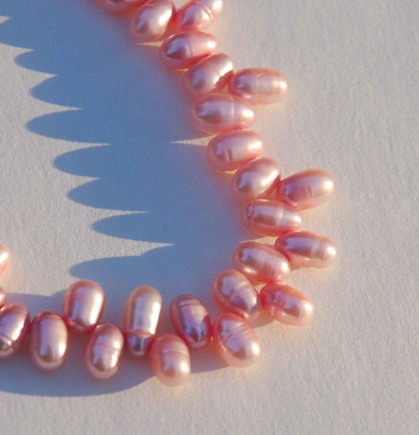 5X7mm top drilled Dancing Pearl Freshwater Pearl pink briolette tear drop pearl beads full strand 15" 100+ pieces-----ON SALE