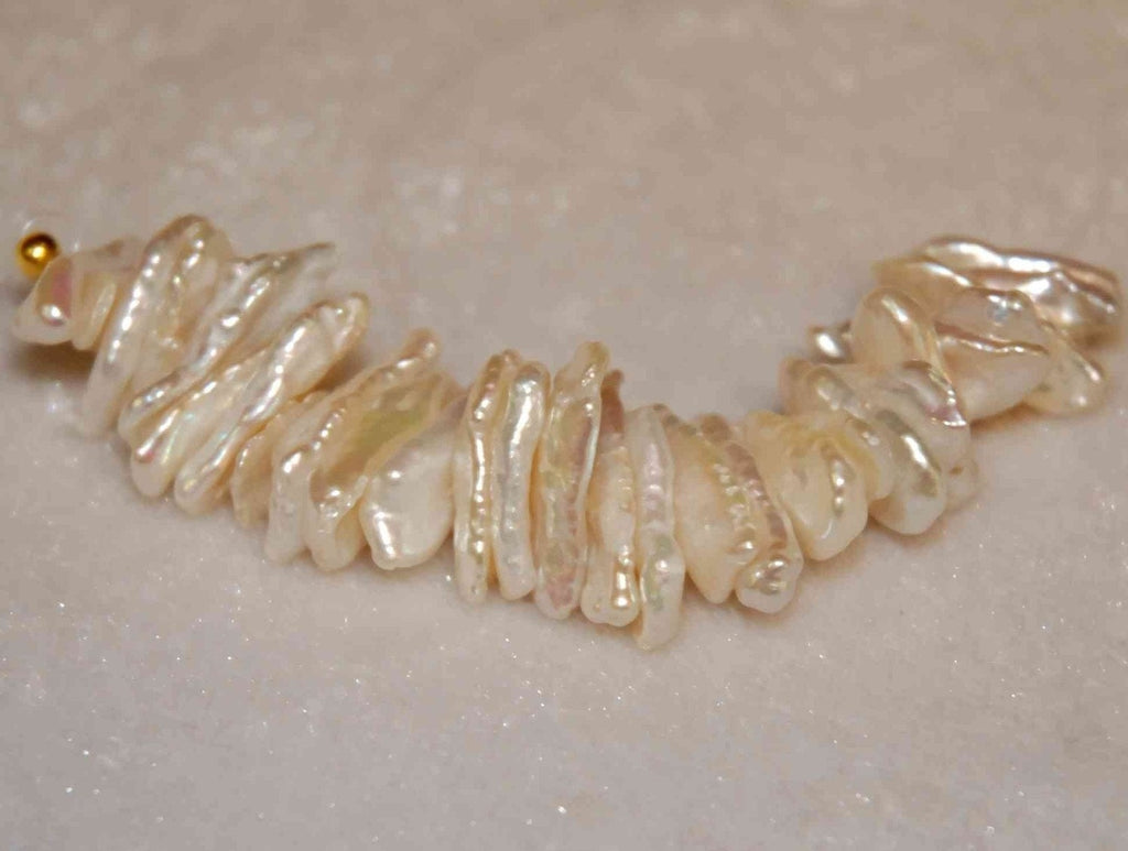 AAA 7mmX20mm platinum grey or Ivory Natural Biwa stick Pearls, center drilled short strand biwa pearls beads----Promotion for designer