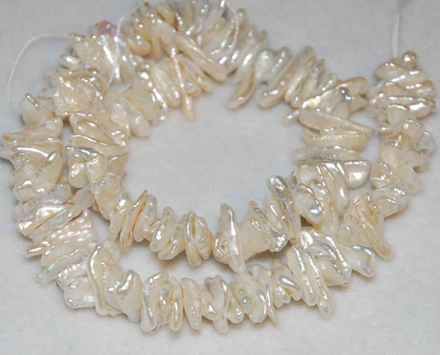 AAA 7mmX20mm platinum grey or Ivory Natural Biwa stick Pearls, center drilled short strand biwa pearls beads----Promotion for designer