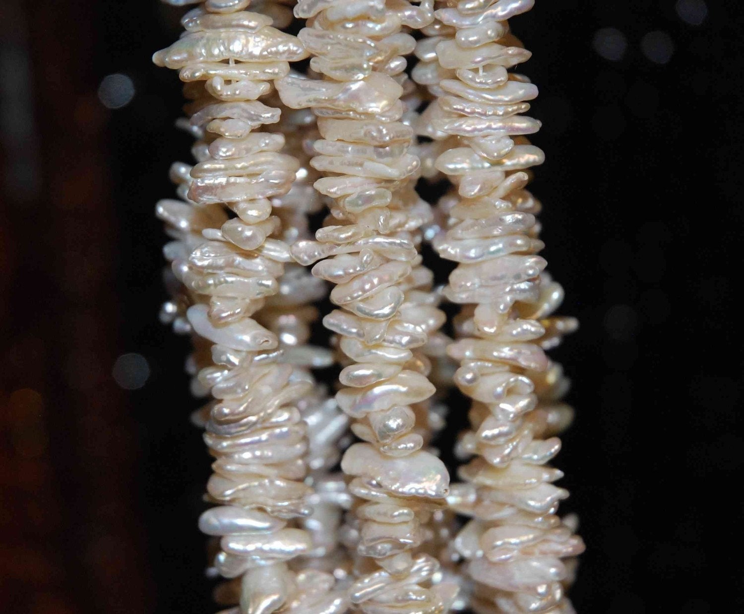 AAA 7mmX20mm platinum grey or Ivory Natural Biwa stick Pearls, center drilled short strand biwa pearls beads----Promotion for designer