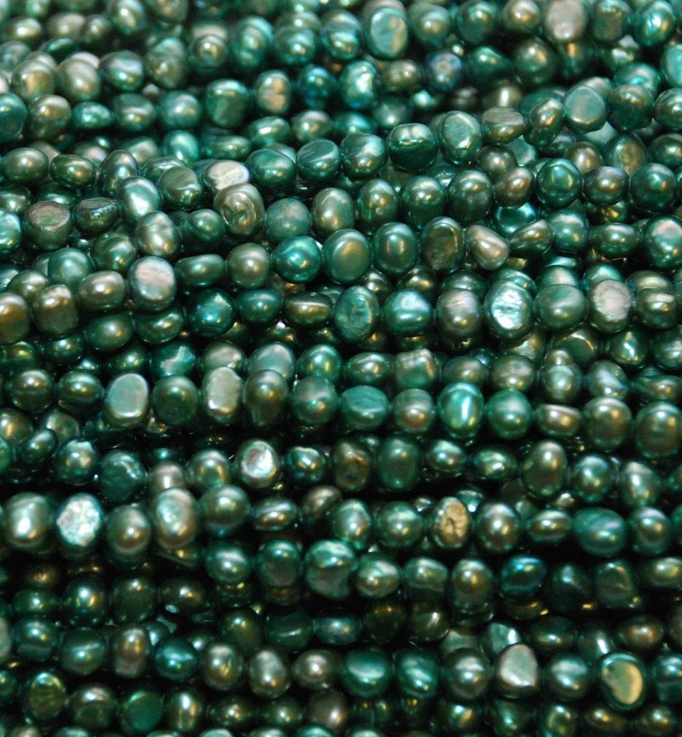 AA+ 5-6mm Corn Pearl Baroque Pearl Nugget Pearl Freshwater Pearl deep cyan green----15" full strand 65pieces Wholesale #CB6010