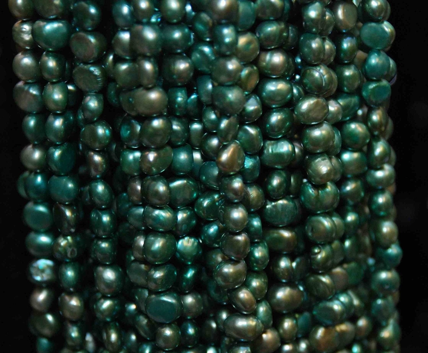AA+ 5-6mm Corn Pearl Baroque Pearl Nugget Pearl Freshwater Pearl deep cyan green----15" full strand 65pieces Wholesale #CB6010