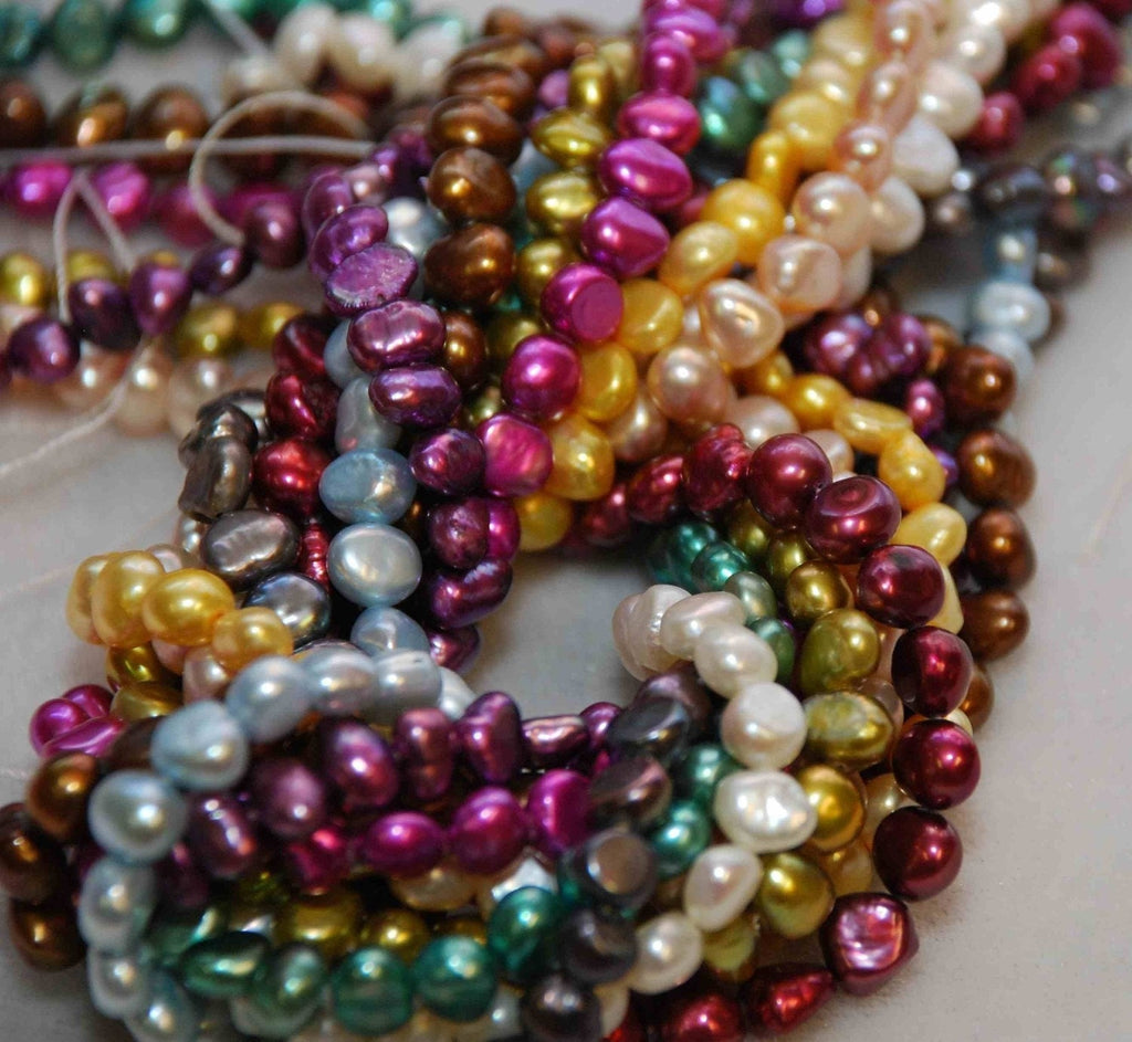 AA+ 5-6mm Corn Pearl Baroque Pearl Nugget Pearl Freshwater Pearl deep cyan green----15" full strand 65pieces Wholesale #CB6010