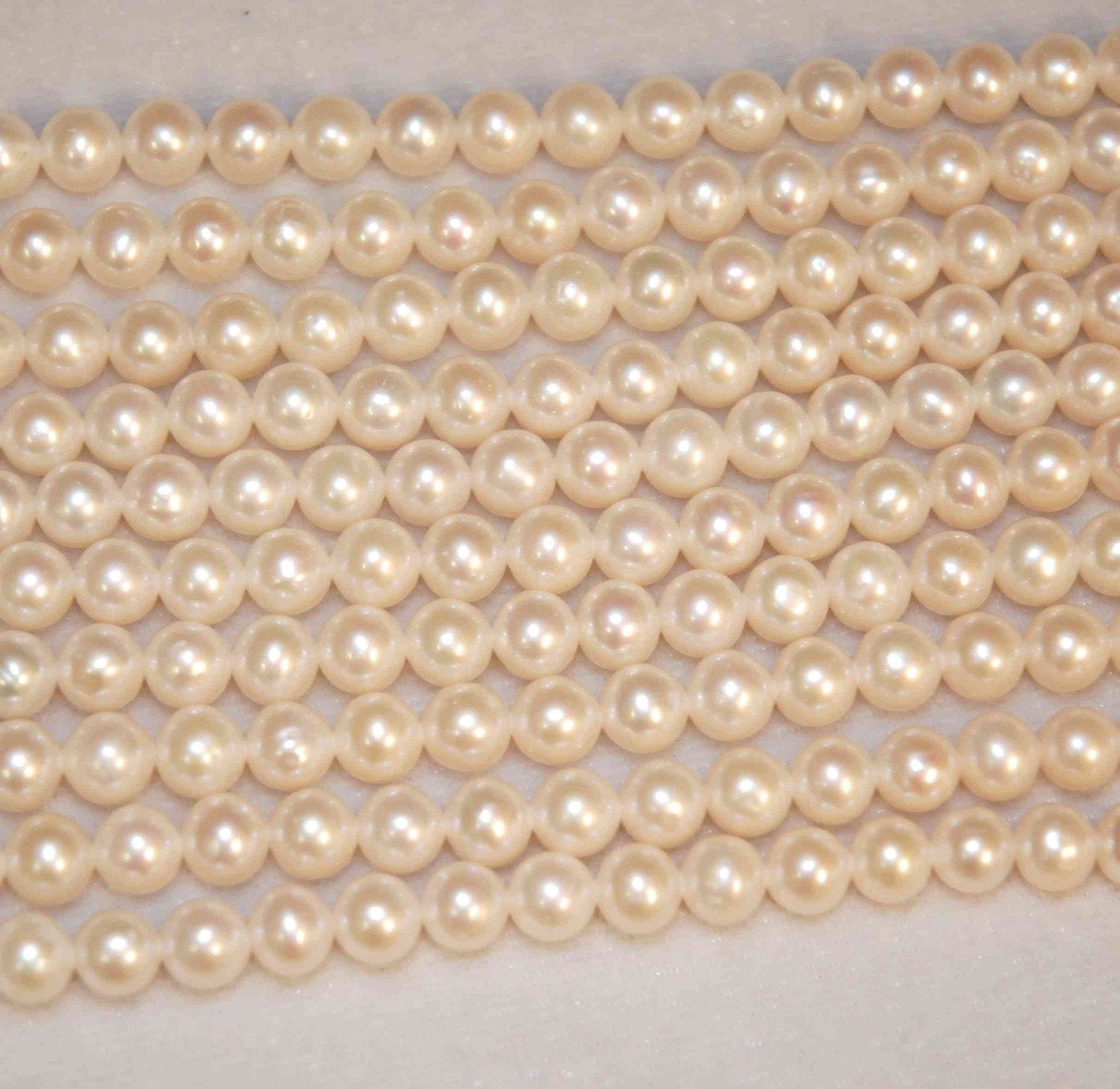 AA+ 6.5-7mm Full strand Round Ivory White Genuine Freshwater pearl, 15" full strand 55pc+ loose pearl beads----good for any design  #RS2001