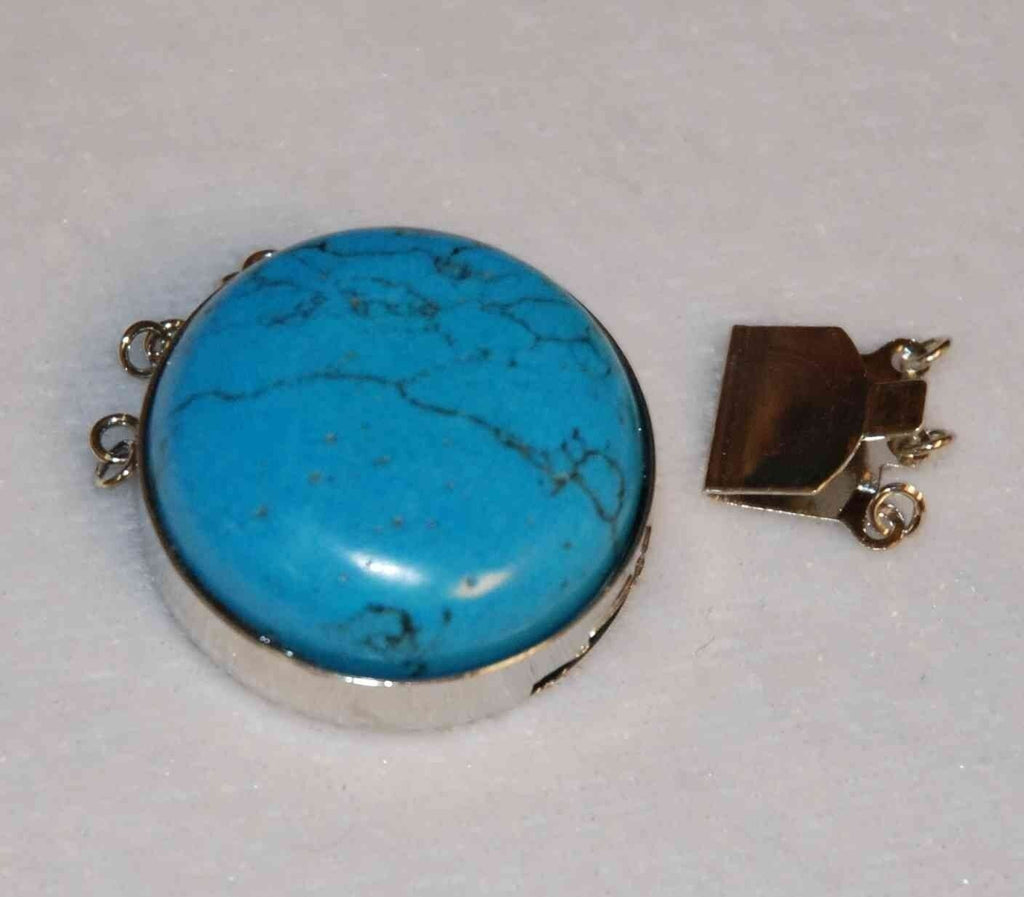 Blue Turquoise Clasp for Three strands design clasp, 25mm pearl beading design clasp-----Promotion for designers DIY