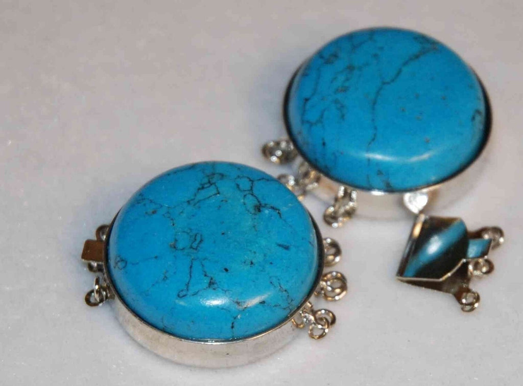 Blue Turquoise Clasp for Three strands design clasp, 25mm pearl beading design clasp-----Promotion for designers DIY