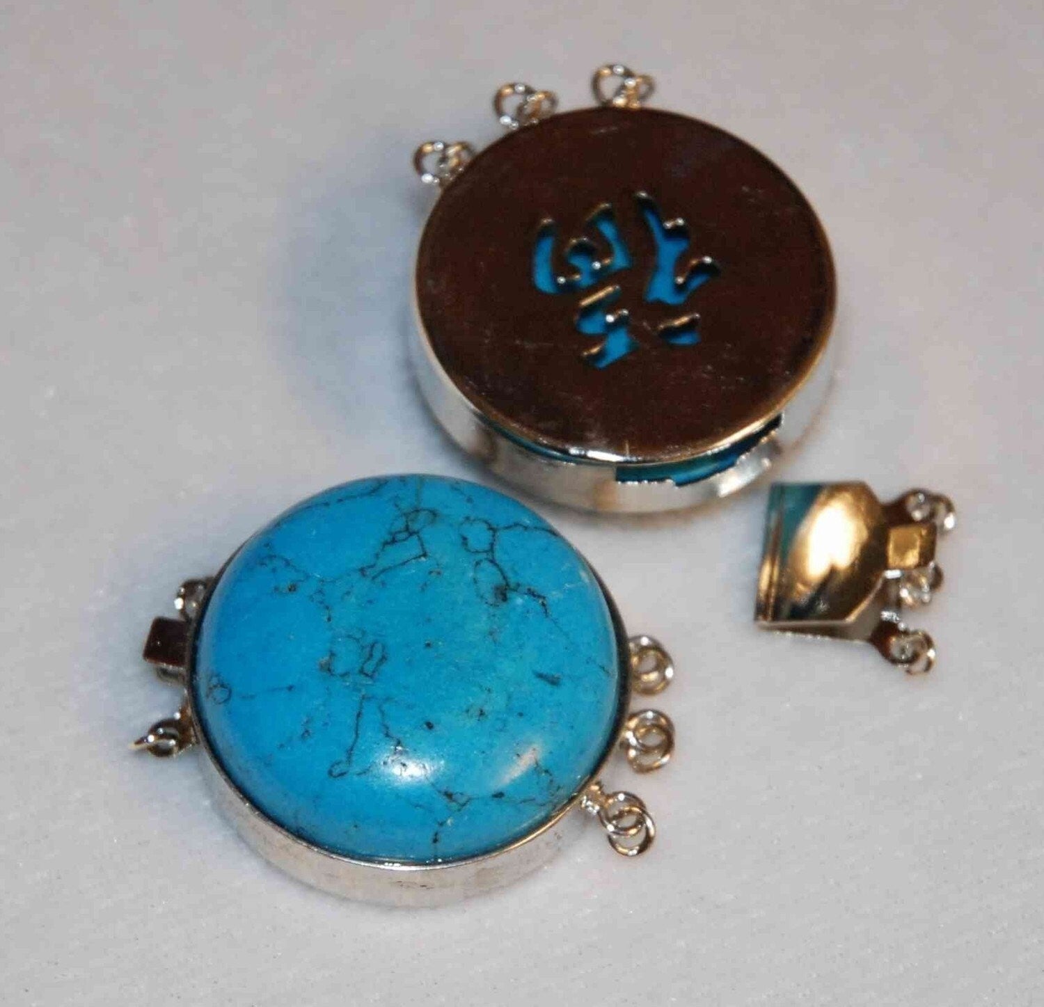 Blue Turquoise Clasp for Three strands design clasp, 25mm pearl beading design clasp-----Promotion for designers DIY