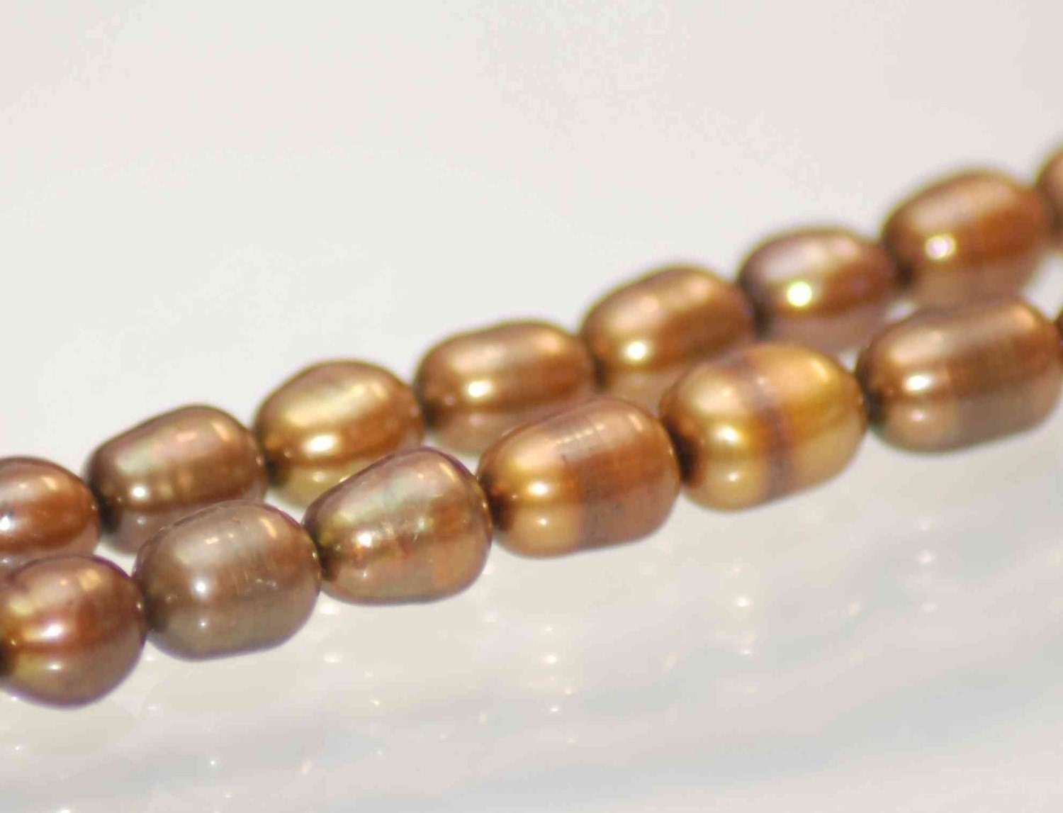 Rice Pearl Freshwater Pearl bronze brown 7X9mm----15 inches full strand----wholesale deal