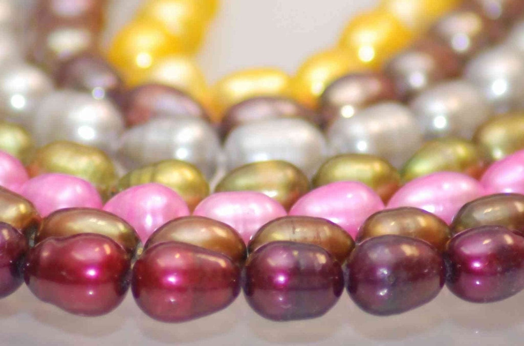 Rice Pearl Freshwater Pearl bronze brown 7X9mm----15 inches full strand----wholesale deal