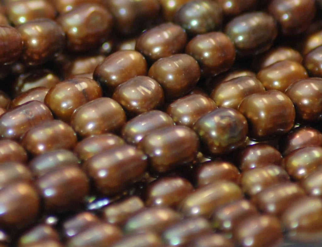 Rice Pearl Freshwater Pearl bronze brown 7X9mm----15 inches full strand----wholesale deal