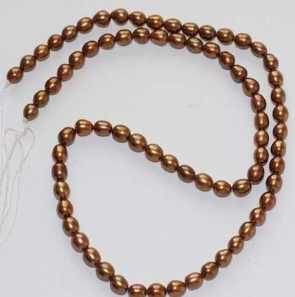 AAA gem quality 5mm X6mm Rice Oval Freshwater Pearl Brown Bronze Stunning pearl beads for designer 16" full strand 70+ pc #DR32052  New SALE
