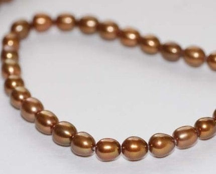 AAA gem quality 5mm X6mm Rice Oval Freshwater Pearl Brown Bronze Stunning pearl beads for designer 16" full strand 70+ pc #DR32052  New SALE