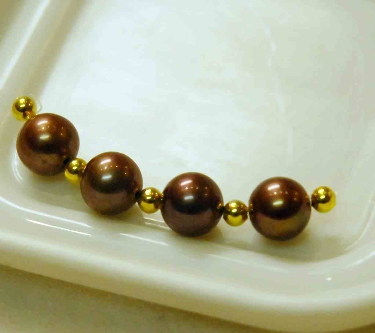 7-8mm AAA Genuine Chocolate Pearl, brown chocolate tone freshwater pearl beads, round high quality--sale as matched lot 4 pc loose pearl
