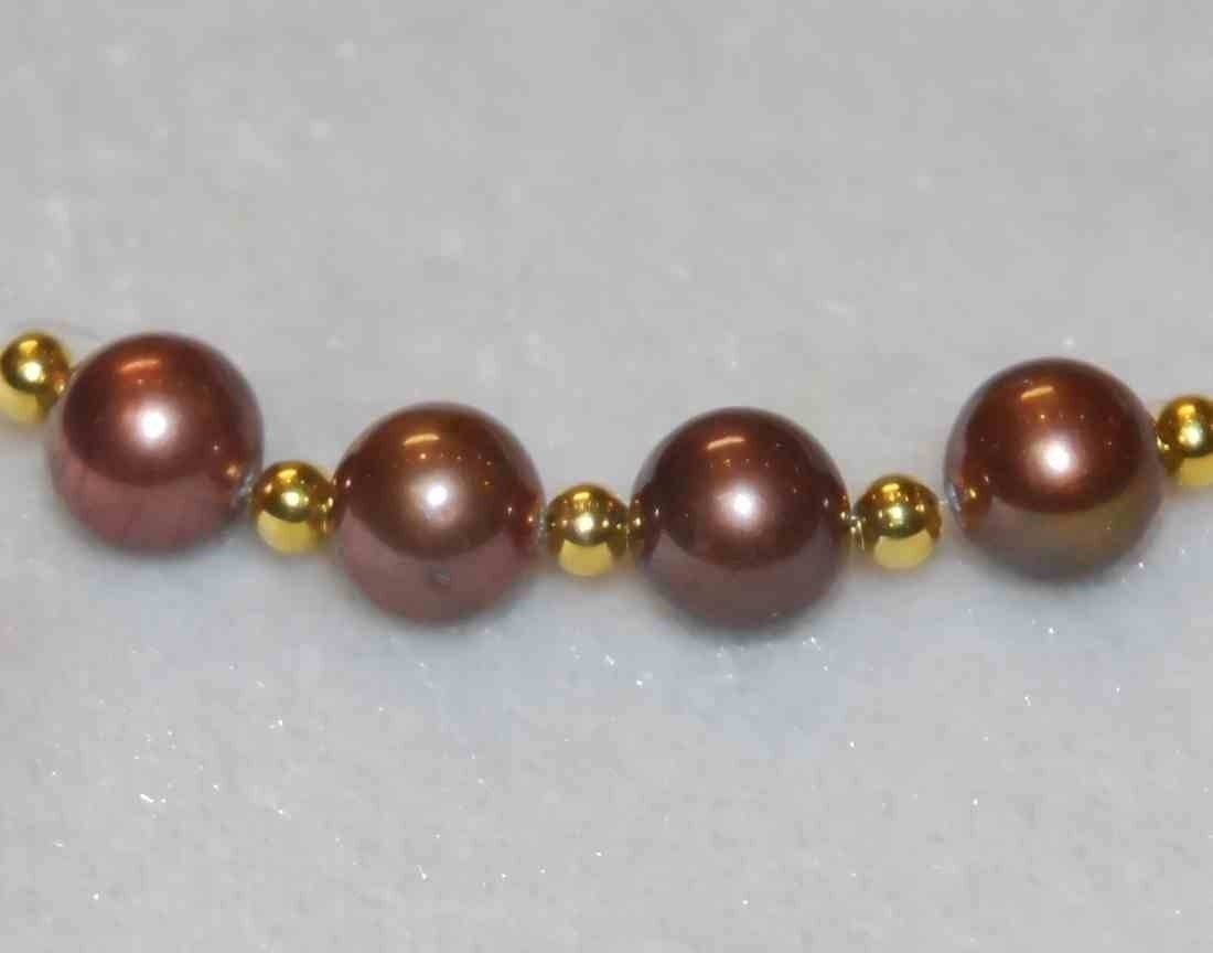 7-8mm AAA Genuine Chocolate Pearl, brown chocolate tone freshwater pearl beads, round high quality--sale as matched lot 4 pc loose pearl