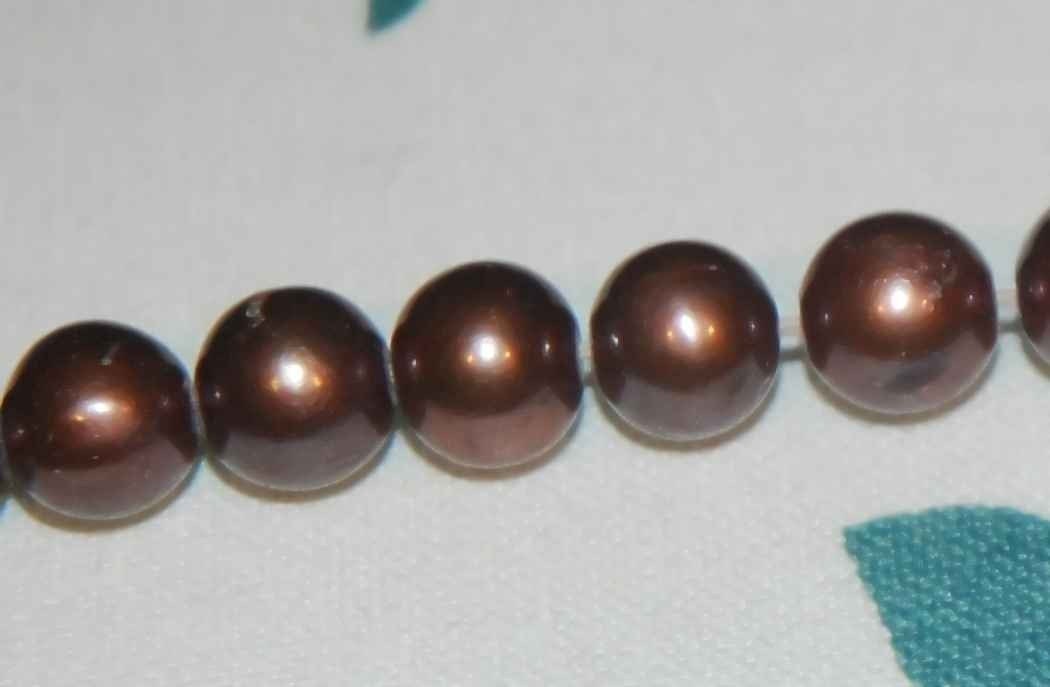 half strand Genuine Round Chocolate Pearl-----7-8mm round AA quality--20 pcs